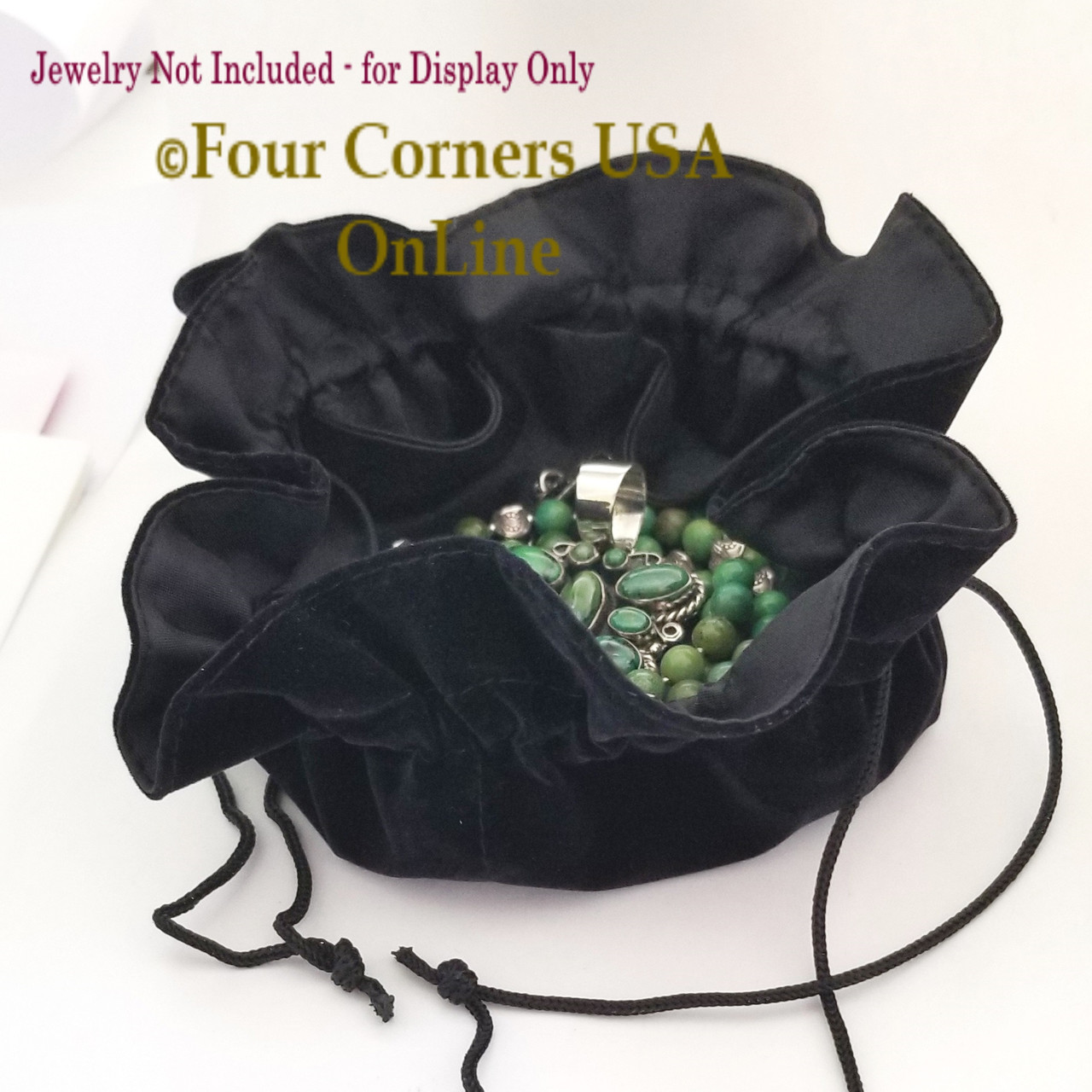 3 Pouches Black Velvet Drawstring Jewelry Bags 5