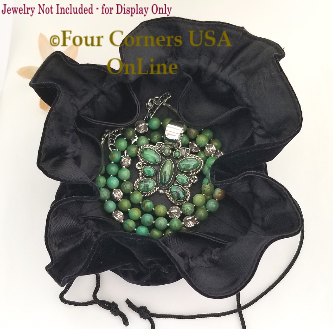 Black Velvet Drawstring Jewelry Travel Gift Pouch 6 Inside Pockets
