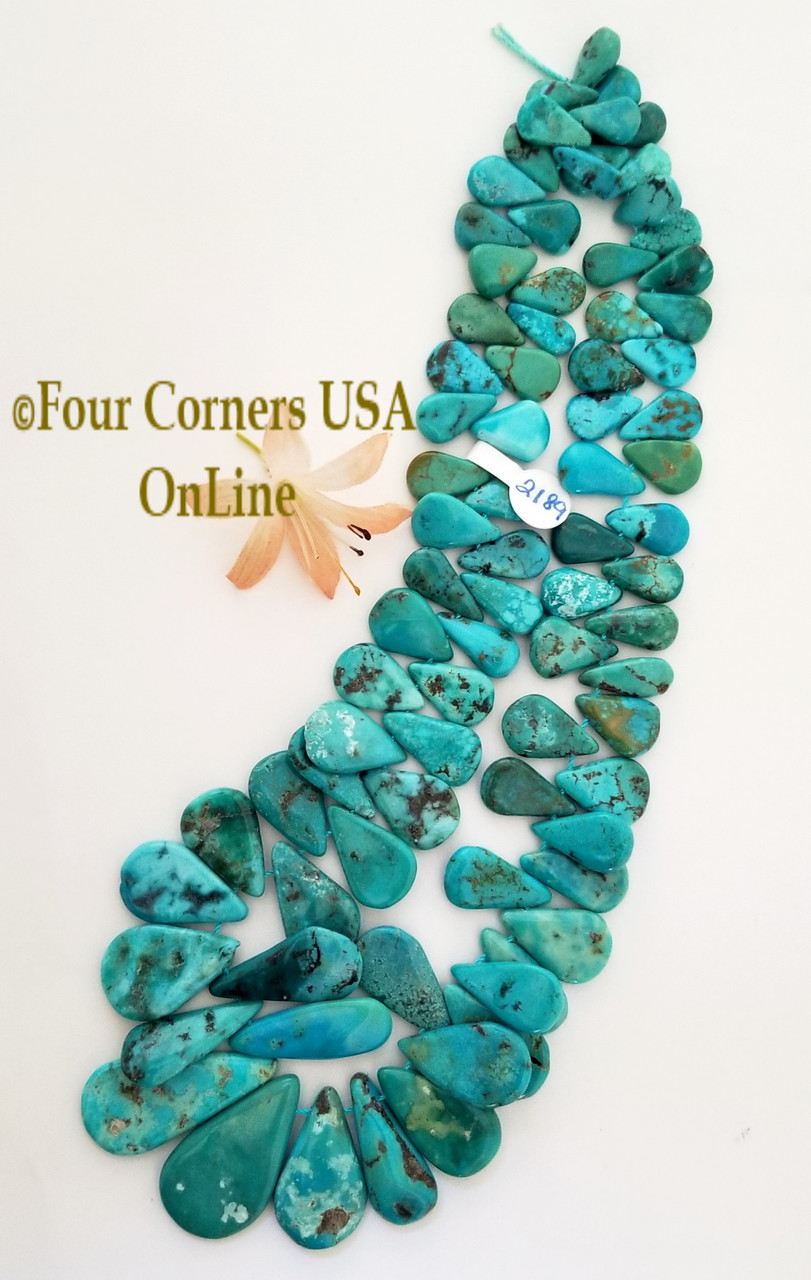 38mm Graduated Teardrop Top Side Drilled Kingman Turquoise 16 Inch Bead  Strand BDZ-2189 Closeout Final Sale - Four Corners USA Online