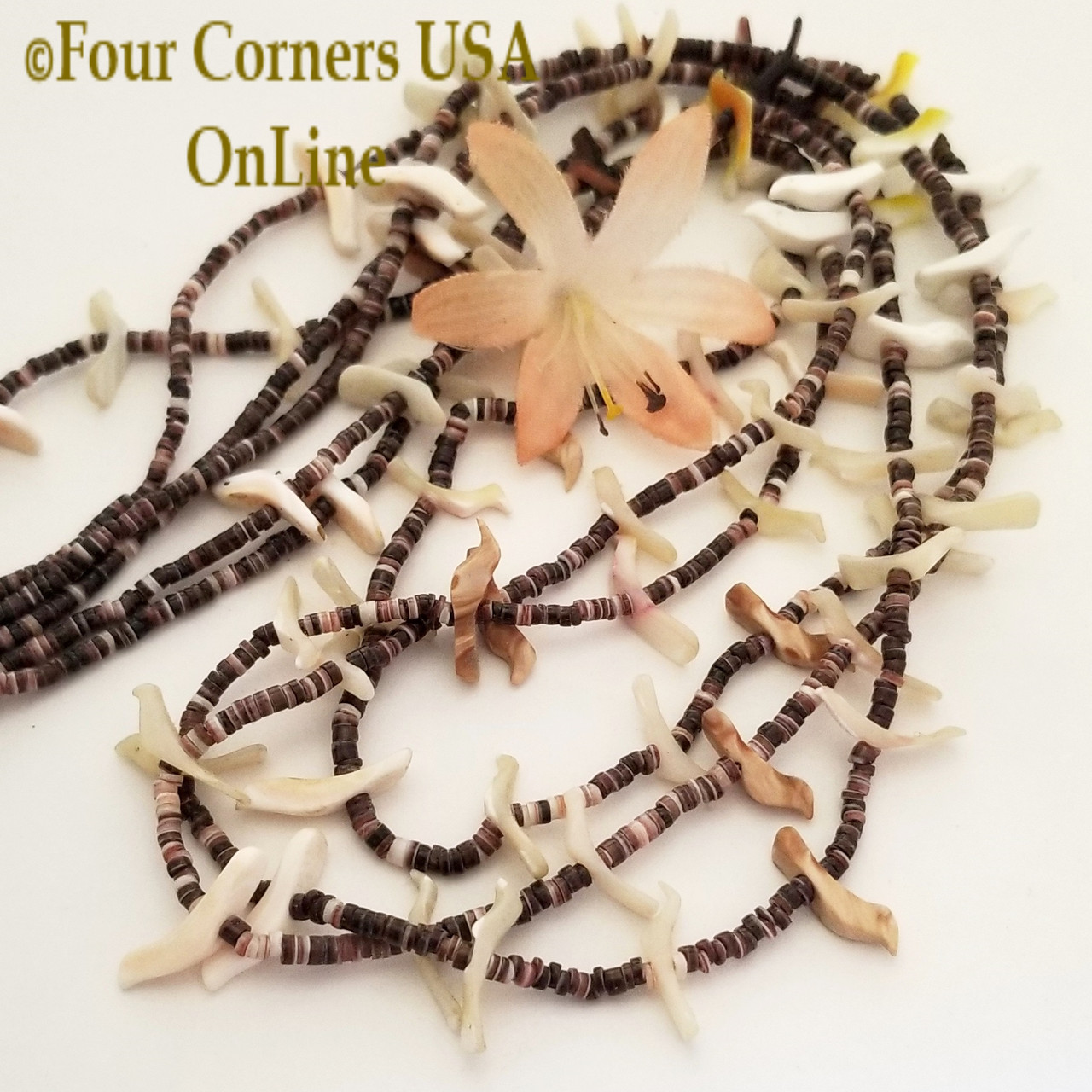 Triple Strand Heishi Bird Necklace 3 Unit Bulk Closeout Final Sale BDZ-2397  - Four Corners USA Online