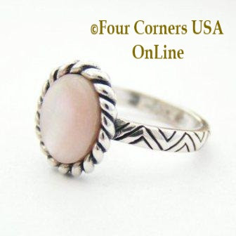 Size 6 1 2 Pink Mother Of Pearl Rope Design Sterling Silver Ring Made In Usa Closeout Final Sale Four Corners Usa Online