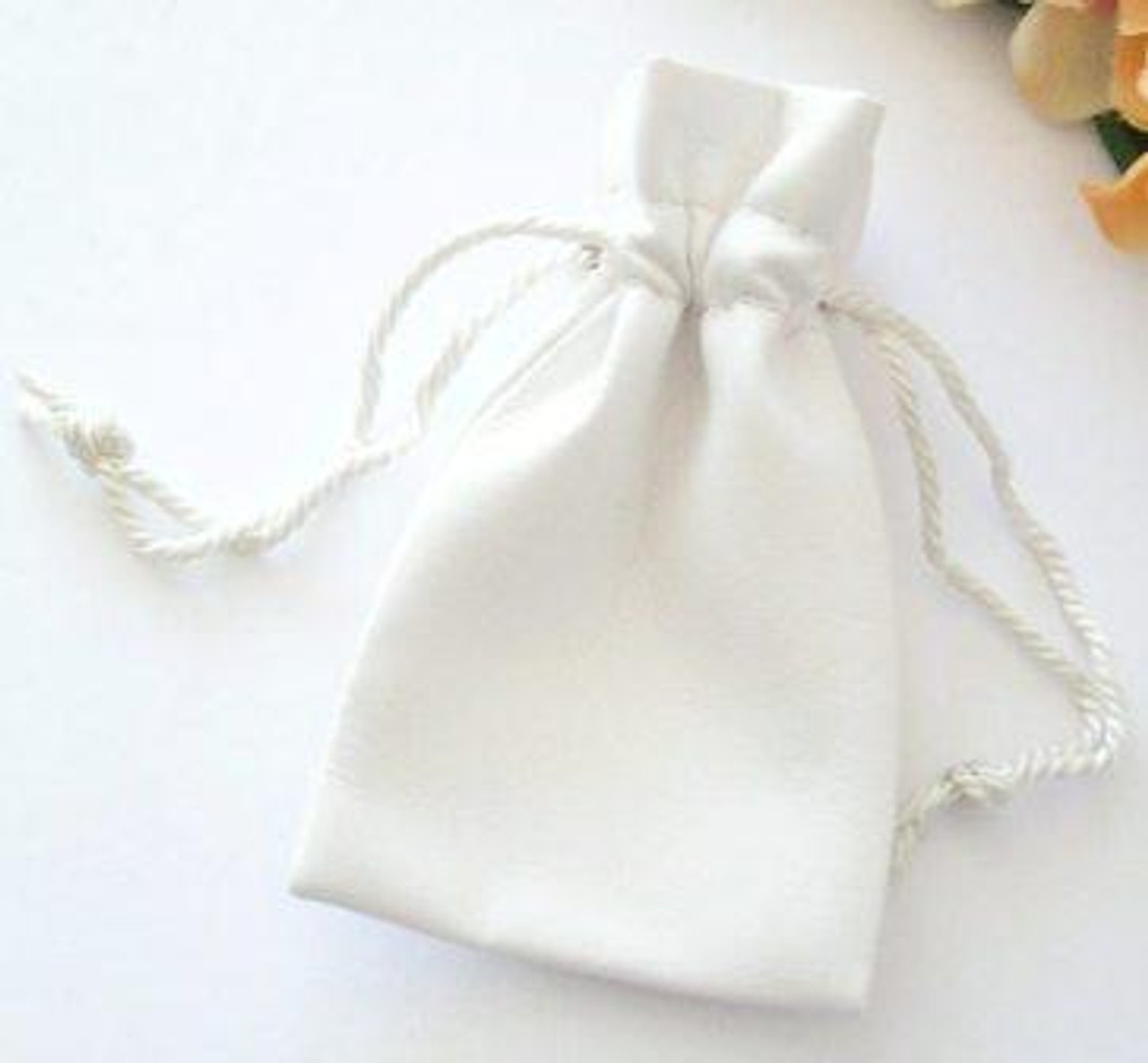 White Leatherette Jewelry Pouch with Drawstring