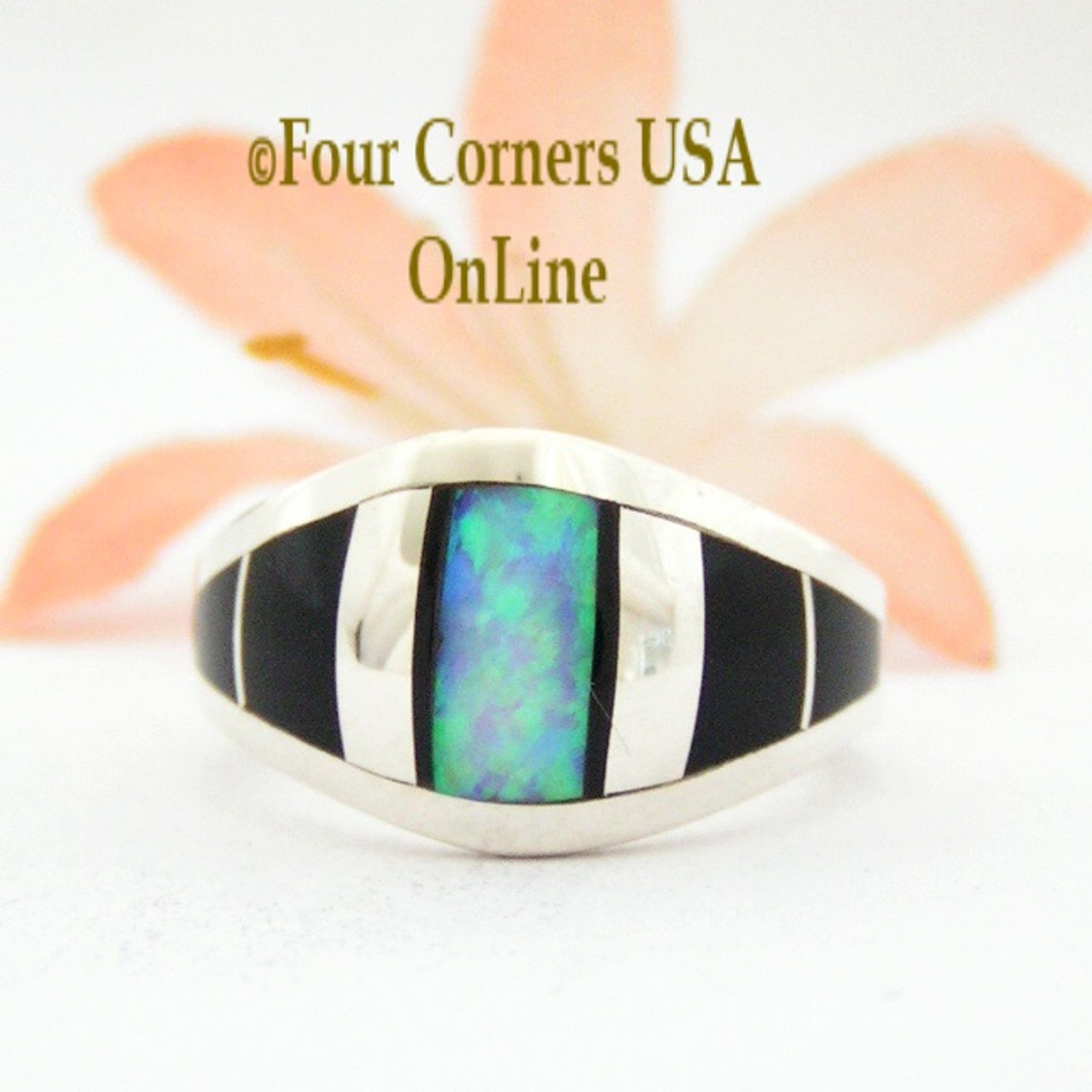 Australian Opal Ring Rubies 14k Gold 7714 | Opal Jewelry