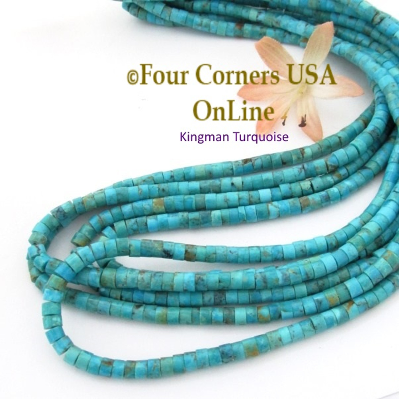 2mm Boulder Kingman Turquoise Heishi Beads - Jewelry Making Supplies