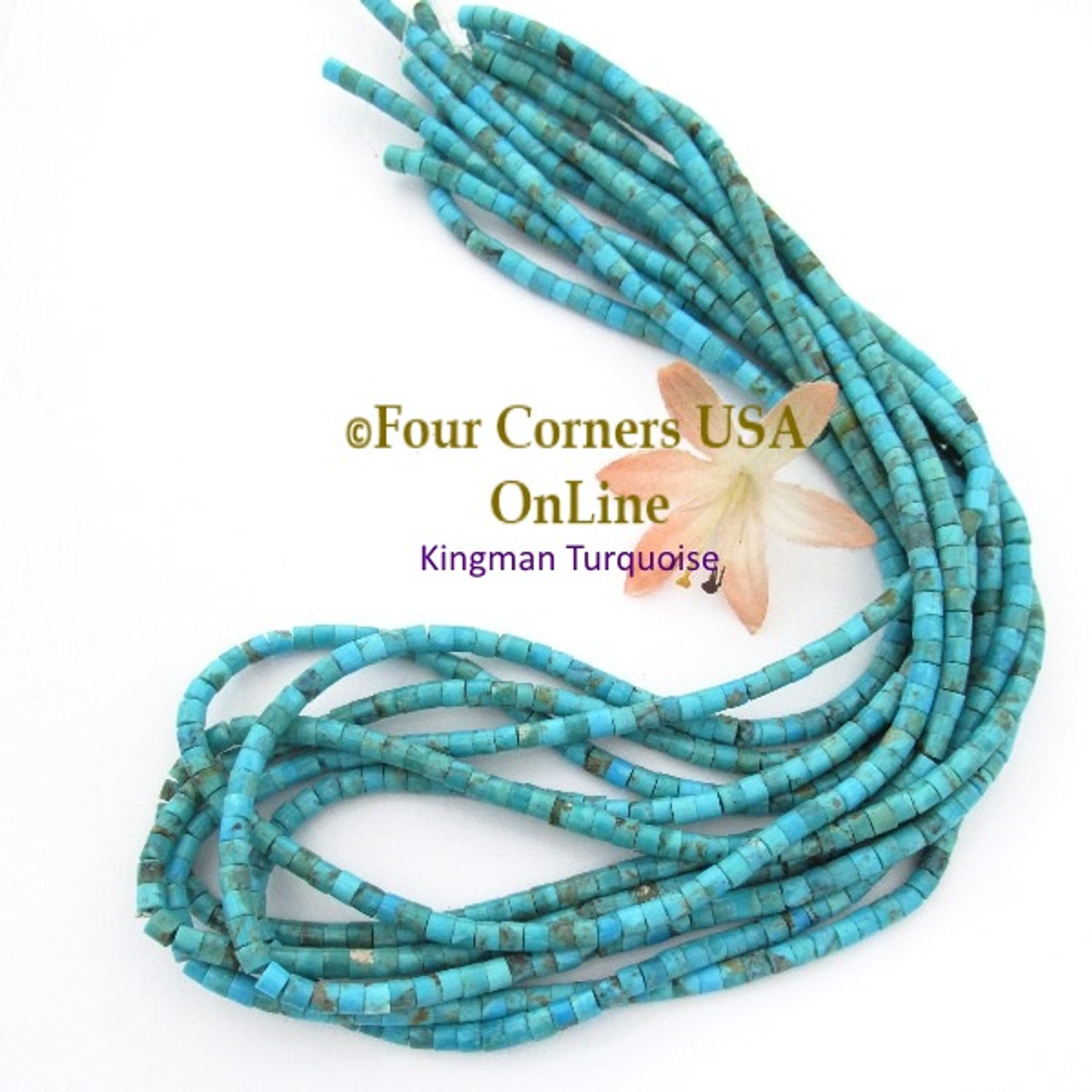 4mm Heishi Tube Kingman Turquoise Beads - Jewelry Making Supplies