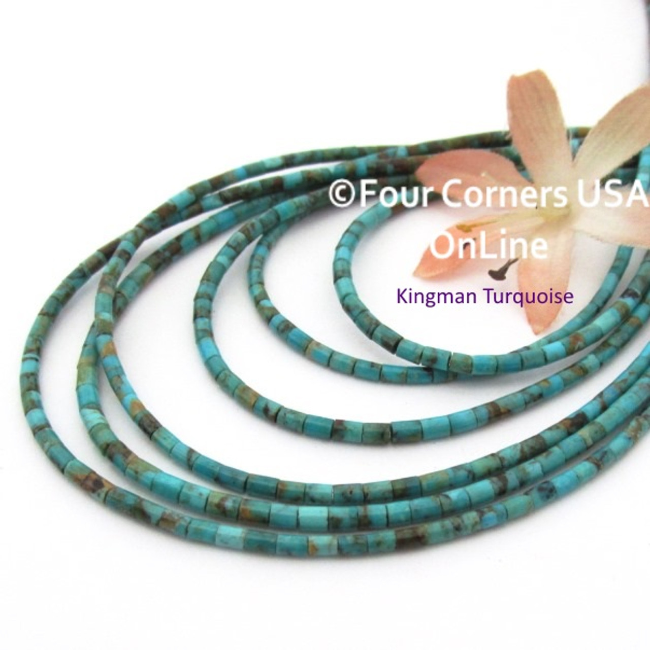 2mm Boulder Kingman Turquoise Heishi Beads - Jewelry Making Supplies