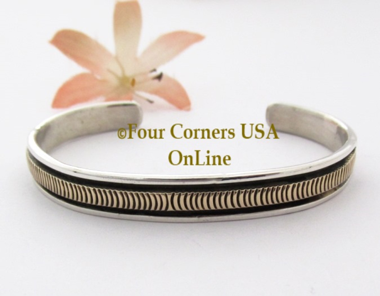 14K Gold Silver Cuff Bracelet Navajo Bruce Morgan Closeout Final Sale  NAC-09472