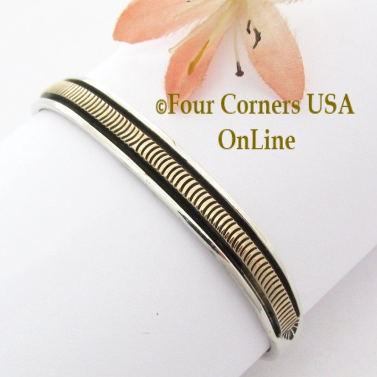 14K Gold Silver Cuff Bracelet Navajo Bruce Morgan Closeout Final