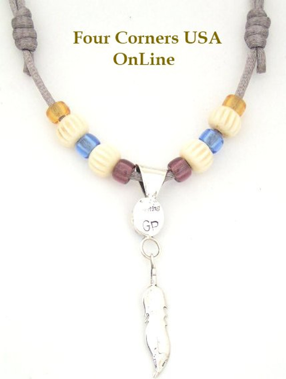 Multi Color Inlay Feather Pendant Adjustable Cord Necklace, 43% OFF