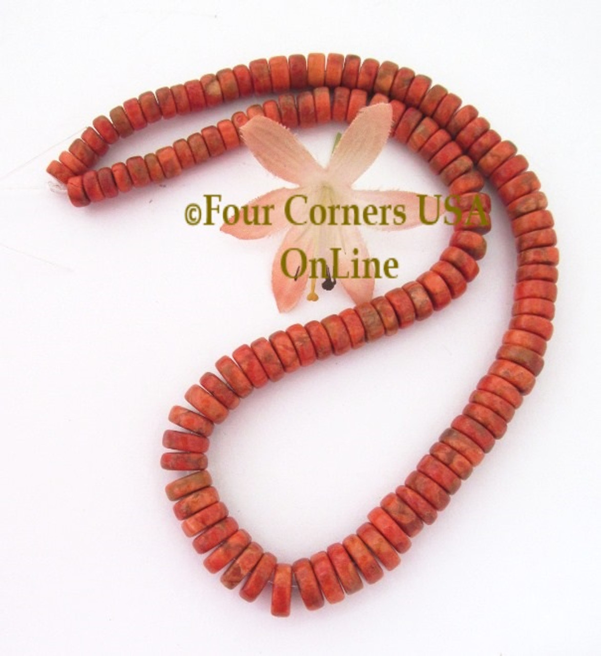 3mm Heishi Apple Coral Organic Beads 22 Inch Strand AC-13010