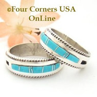 Turquoise Rope Inlay Band Rings