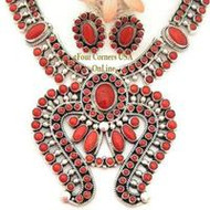 Coral Fine Jewelry Necklace Earring Set