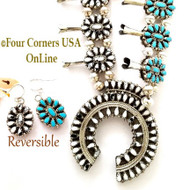 White Buffalo Turquoise Reversible Squash Blossom Jewelry Set