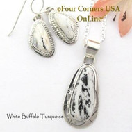 White Turquoise Pendant Earring Sets