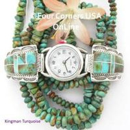 Turquoise Inlay Stamped Silver Watch