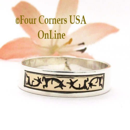 Size 11 3/4 Ring 14K Gold Sterling Kokopelli Band Navajo Peggy Skeets Special Buy Final Sale NAR