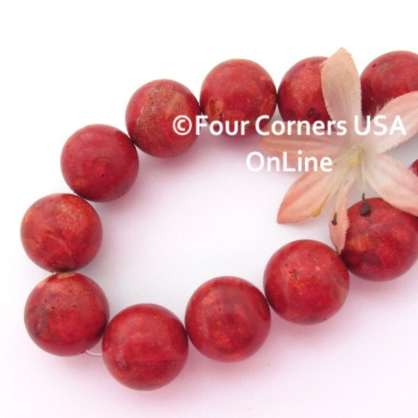 18mm Round Apple Coral Organic Beads 16 Inch Strand AC13020 Closeout