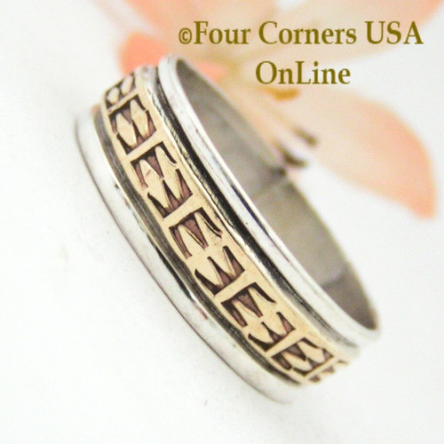 Size 12 1/2 Ring 12KGF and Sterling Wedding Band Style by Native American Navajo Rick Enriquez NAR-1529 Four Corners USA OnLine