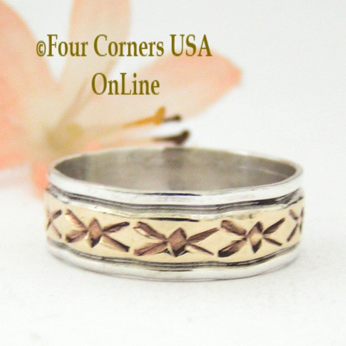 Size 12 1/4 Ring 12KGF and Sterling Wedding Band Style by Native American Navajo Rick Enriquez NAR-1531 Four Corners USA OnLine