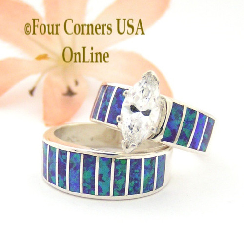 Size 5 1/2 Purple Fire Opal Wedding Engagement Ring Set Ella Cowboy WS-1543 Four Corners USA Online Jewelry