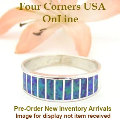 Size 10 1/2 Pre Order Purple Fire Opal Inlay Wedding Band Ring Ella Cowboy WB-1622 Four Corners USA Online Jewelry