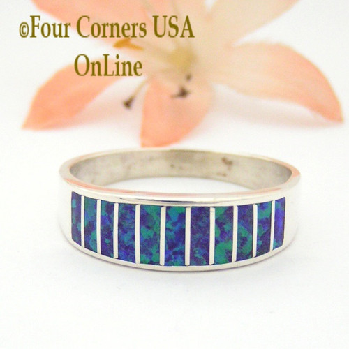 Size 11 1/2 Purple Fire Opal Inlay Wedding Band Ring Ella Cowboy WB-1625 Four Corners USA Online Jewelry
