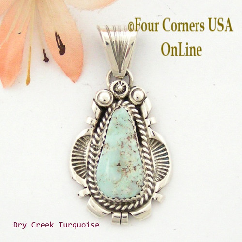 Dry Creek Turquoise Sterling Pendant Navajo Artisan Harry Spencer NAP-1553 Four Corners USA OnLine Native American Jewelry