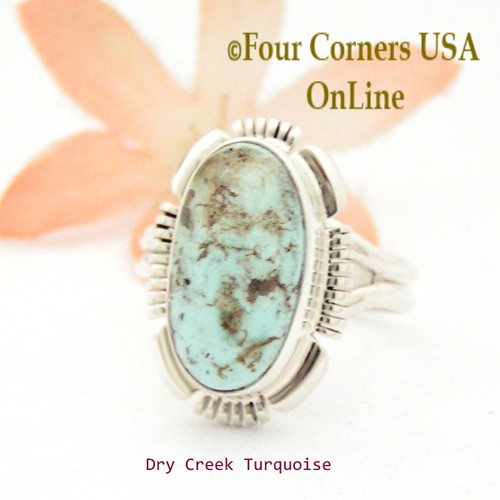 Size 9 Dry Creek Turquoise Sterling Ring Navajo Artisan Jane Francisco NAR-1735 Four Corners USA OnLine