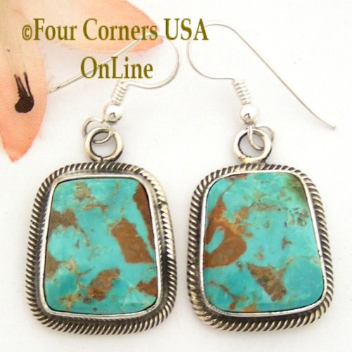 Pilot Mountain Turquoise Sterling Earrings Navajo Artisan Rick Martinez NAER-1520 Four Corners USA OnLine Native American Jewelry Store