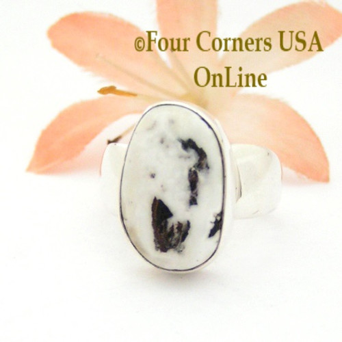 Size 7 White Turquoise Sterling Ring Navajo Artisan Joe Piaso Jr NAR-1842 Four Corners USA OnLine Native American Jewelry
