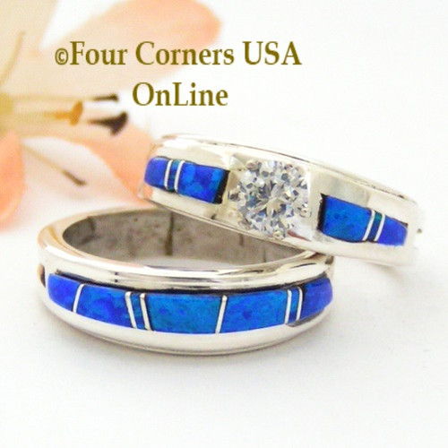 Size 8 Blue Fire Opal Engagement Bridal Wedding Ring Set Navajo Wilbert Muskett Jr WS-1640
Four Corners USA OnLine Native American Jewelry