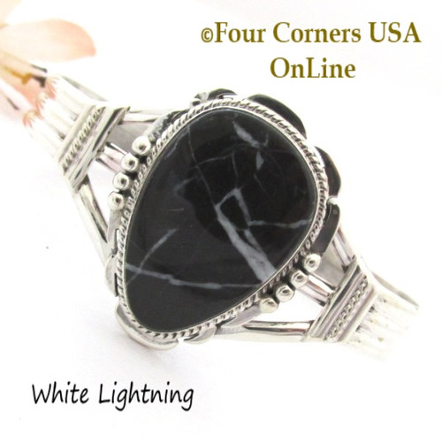 White Lightning Cuff Bracelet Navajo Silversmith John ...