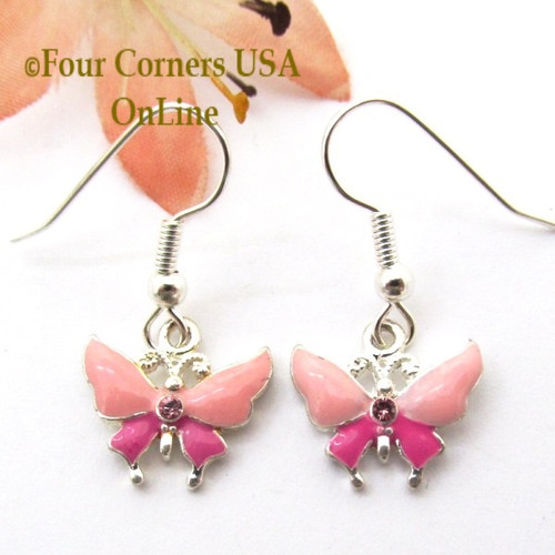 Pink Butterfly Earrings EAR-1602 American Artisan Handcrafted Fashion Jewelry Four Corners USA OnLine