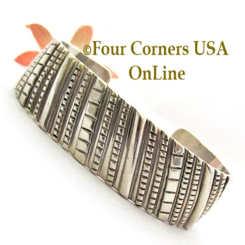 On Sale Now Contemporary All Sterling Silver Cuff Bracelet Navajo Tillie Jon NAC-1452 Four Corners USA OnLine Native American Jewelry