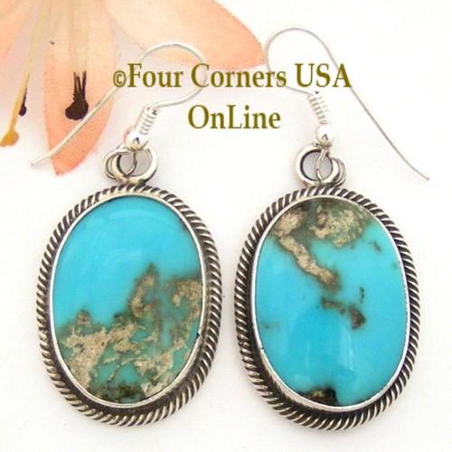 Pilot Mountain Turquoise Sterling Earrings Navajo Artisan Rick Martinez NAER-1523CL Four Corners USA OnLine Native American Jewelry Store Special Buy Final Sale