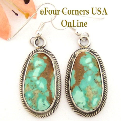 Pilot Mountain Turquoise Sterling Earrings Navajo Artisan Rick Martinez NAER-1522CL Four Corners USA OnLine Native American Jewelry Store Special Buy Final Sale