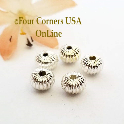 8mm Melon Bright Silver Plated Beads 20 Pieces Special Buy Final Sale BDZ-1954 Four Corners USA OnLine Jewelry Making Beading Craft Supplies