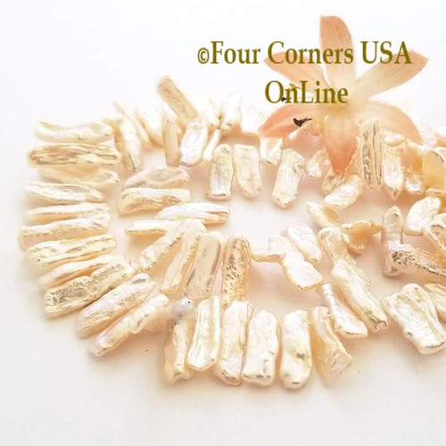 Blush Freshwater Biwa Stick Pearl Graduated Top Drilled Bead Strands 4 Unit Bulk Four Corners USA OnLine Jewelry Making Beading Craft Supplies