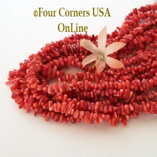 Center Drilled Red Cupolini Coral Bead Strands Bulk 8 Strand Closeout Four Corners USA OnLine Jewelry Making Beading Craft Supplies