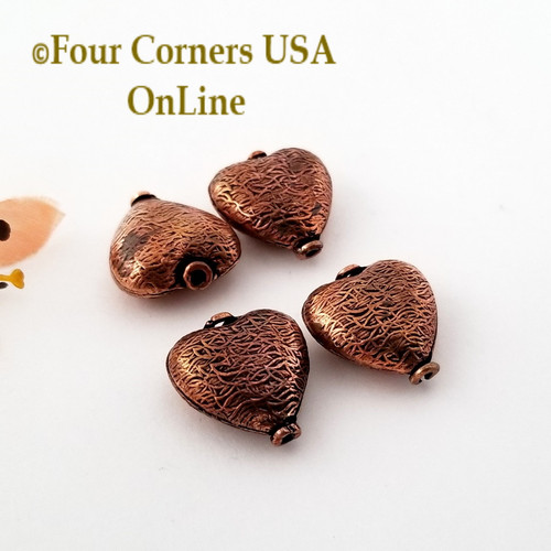 Copper Puff Heart Charm Bead Jewelry Component 18 Piece Pack Closeout Final Sale BDZ-2110 Four Corners USA OnLine Jewelry Making Beading Craft Supplies