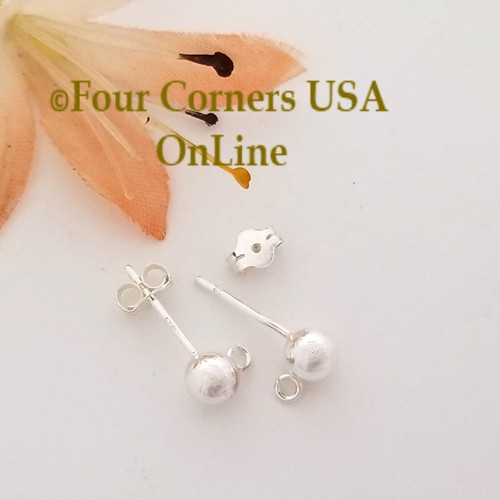 5mm Ball Sterling Silver Post Earring with Loop Special Buy Final Sale BDZ-2154 Four Corners USA OnLine Designer Jewelry Making Beading Craft Supplies