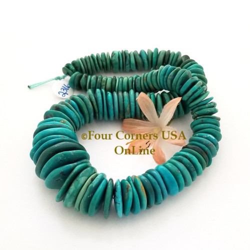 Kingman Green Turquoise Graduated Wafer Disc Bead Strand BDZ-2316 Four Corners USA OnLine Designer Jewelry Making Supplies