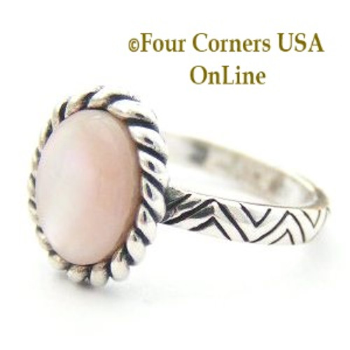 Bulk Buy 8 Units Size 6 1/2 Pink Mother of Pearl Rope Design Sterling Silver Rings Made in USA BDZ-2363 Closeout Final Sale Four Corners USA OnLine Jewelry Store