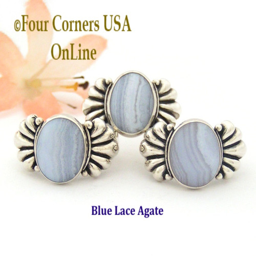 Bulk 20 Units Blue Lace Agate Sterling Rings Southwest Spirit® Various Sizes Sale BDZ-2368 Four Corners USA OnLine Jewelry