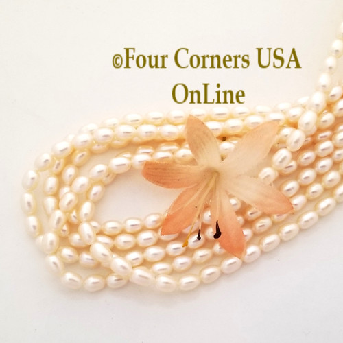 6mm Rice Shape White Freshwater Pearl Bead Strands 5 Unit Bulk Four Corners USA OnLine Jewelry Making Beading Supplies