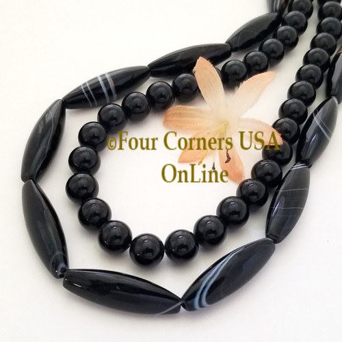 Onyx Banded Sardonyx Mix Bead Strand Collection 2 Unit Bulk Four Corners USA OnLine Designer Jewelry Making Beading Craft Supplies