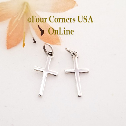 Cross Sterling Silver Charm 2 Unit Bulk Jewelry Making Component Four Corners USA OnLine Jewelry Supplies