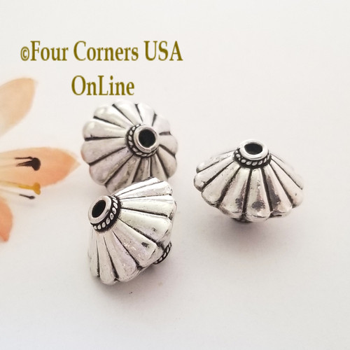 16mm Scalloped Bicone Sterling Silver Focal Bead 11 Unit Bulk Four Corners USA OnLine Jewelry Supplies