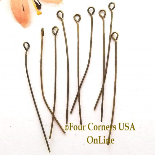 Antiqued Brass 2 inch Eye Pin Jewelry Finding Component PF-09957 Closeout Final Sale Four Corners USA OnLine Jewelry Making Beading Craft Supplies