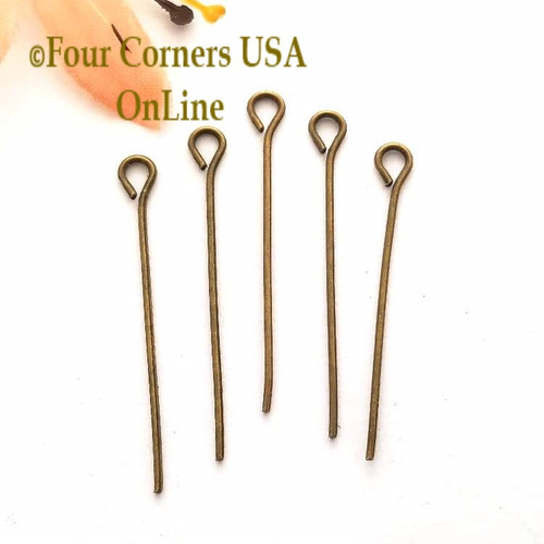 Antiqued Brass 1 1/4 inch Eye Pin Jewelry Finding Component Closeout Final Sale Four Corners USA OnLine Jewelry Making Beading Craft Supplies